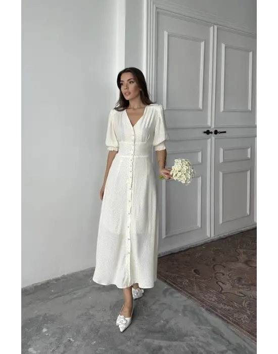 Omarı Sarı Elbise Arka Ve Bel Detaylarıyla Öne Çıkıyor