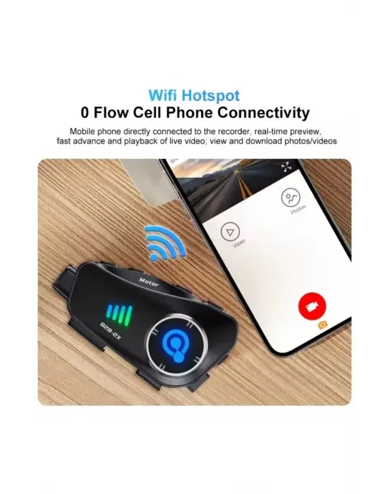 Q28 2x 2 Eşleşmeli Motosiklet Kask Bluetooth Kulaklık 1080p Kamera Su Geçirmez Intercom