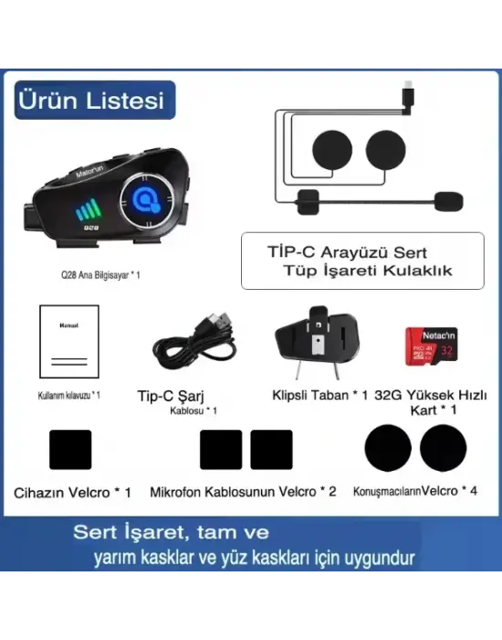 Q28 Kameralı Motosiklet Kask Kulaklığı