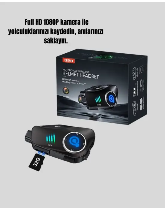 Q28 Kask Kulaklık 1080p Hd Kamera – Bluetooth 5.3, Su Geçirmez, Gürültü Azaltma