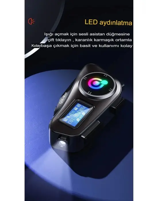 Q58-max Radyolu 2 Kişi Bağlantılı Bluetooth Kask Kulaklık Ekranlı Fenerli Müzik Ve Telsiz Intercom