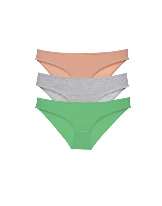 Omarı Eko Set Likralı Kadın Slip Külot Ten Gri Yeşil