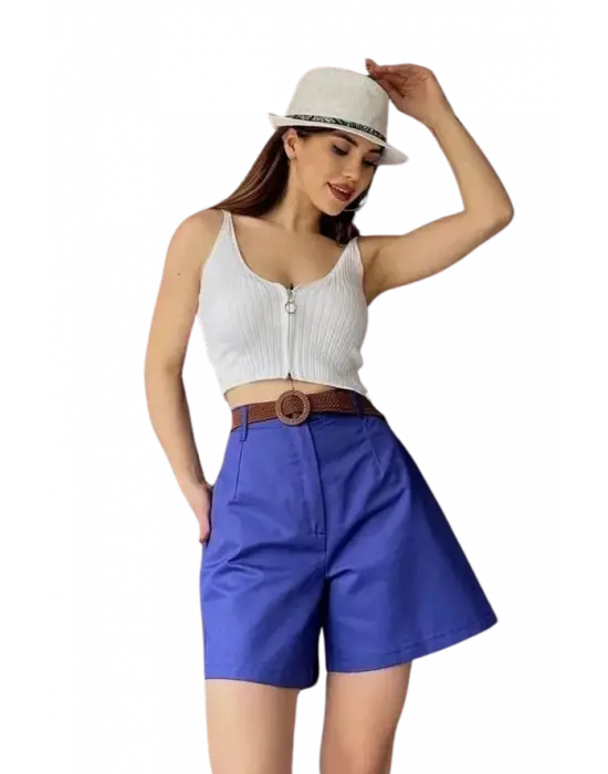 Modern Kemerli Mom Şort