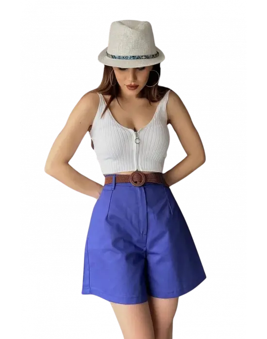 Modern Kemerli Mom Şort