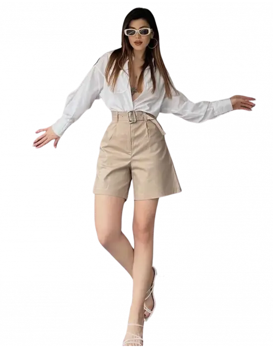 Modern Kemerli Mom Şort