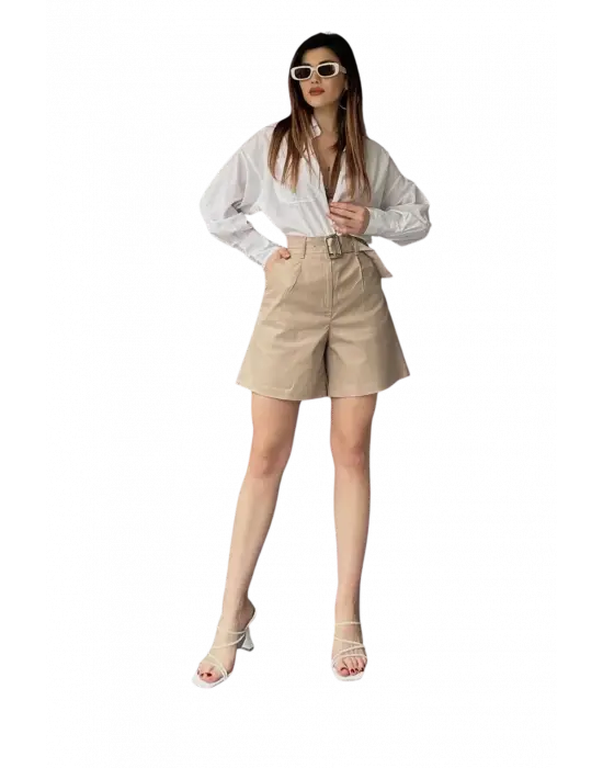 Modern Kemerli Mom Şort