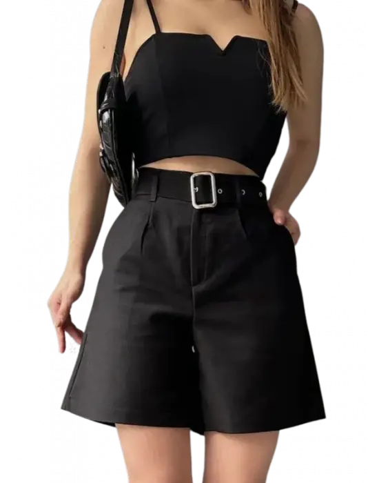 **Modern Kesim Kemerli Şort**