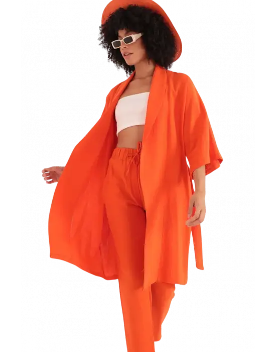 Rahat Kesim Kimono Üst - TURUNCU
