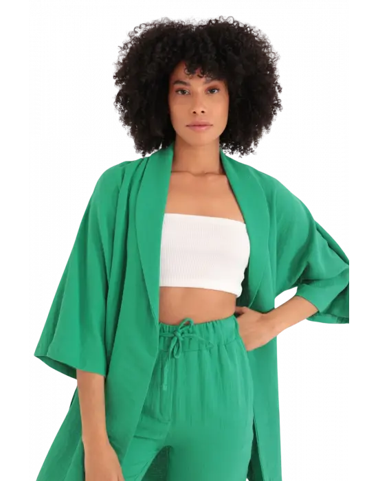 Modern Yeşil Kimono Üst