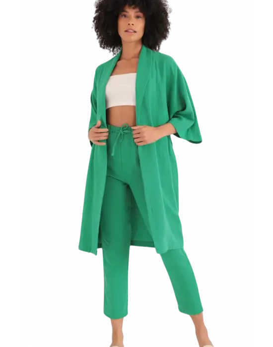 Modern Yeşil Kimono Üst