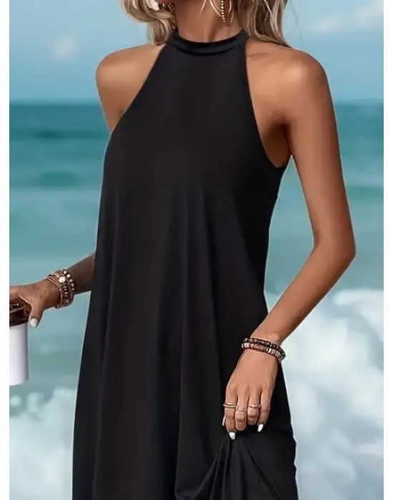 Omarı Rahat Kesim Daire Yakalı Elbise