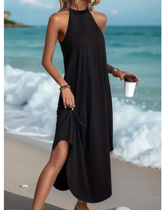 Omarı Rahat Kesim Daire Yakalı Elbise