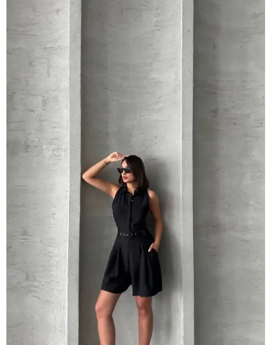 Omarı Rahat ve Şık Çizgili Yazlık Tulum