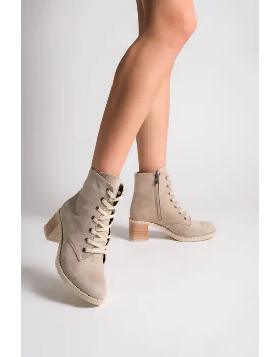 Omarı Yumuşak Topuklu Süet Bayan Bot Günlük Şıklık