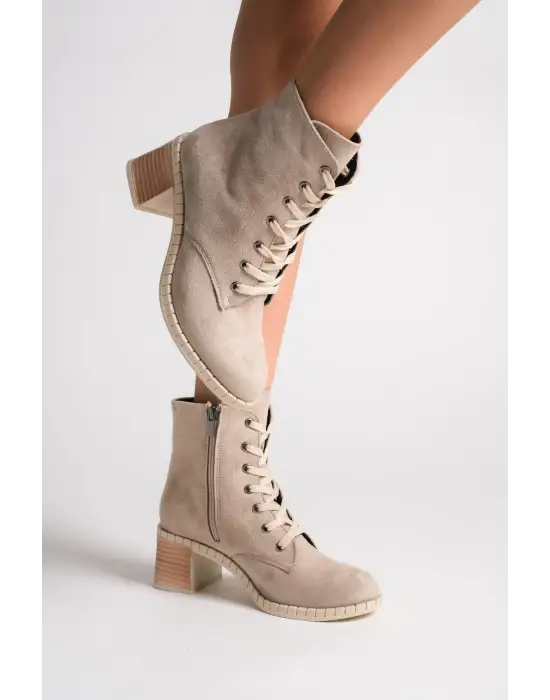 Omarı Yumuşak Topuklu Süet Bayan Bot Günlük Şıklık