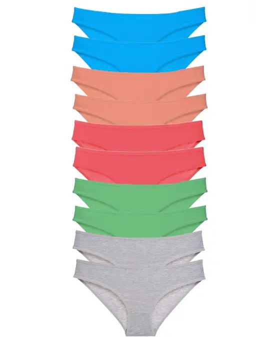 Omarı Çok Renkli Likralı Kadın Slip Seti