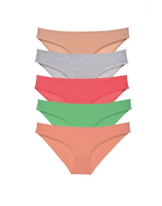 Omarı 5 Adet Likralı Kadın Slip Soft Renkler Seti
