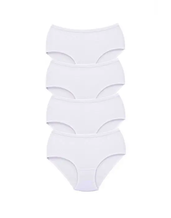 Omarı Yüksek Bel Kalın Lastik Beyaz Külot Seti