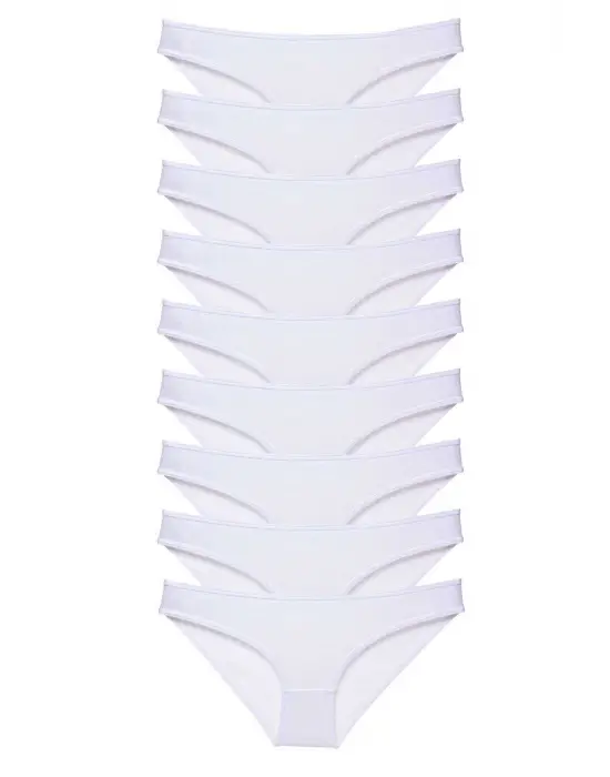 Omarı Süper Eko Beyaz Likralı Kadın Slip Külot Seti