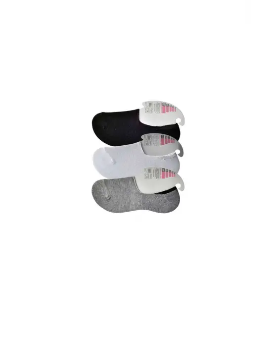 Omarı Siyah Gri Beyaz 3 Çift Kadın Babet Çorap