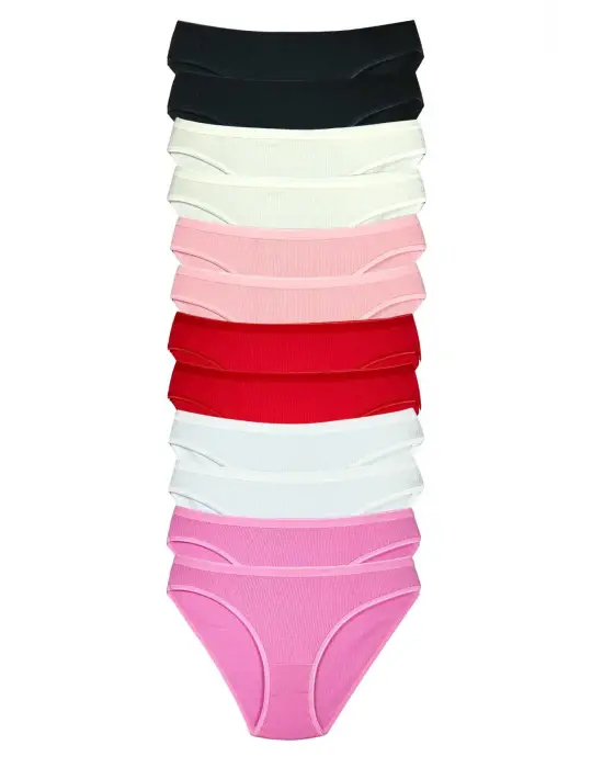 Omarı Yumuşak Pamuklu Kadın Bikini Külot Seti