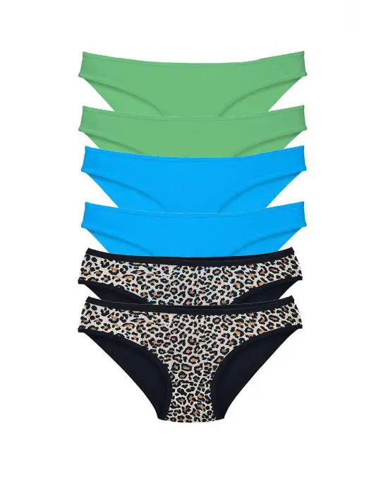 Omarı Çekici Leopar Desenli Likralı Kadın Slip Külot
