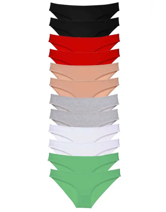 Omarı 12 Li Likralı Kadın Slip Külot Seti