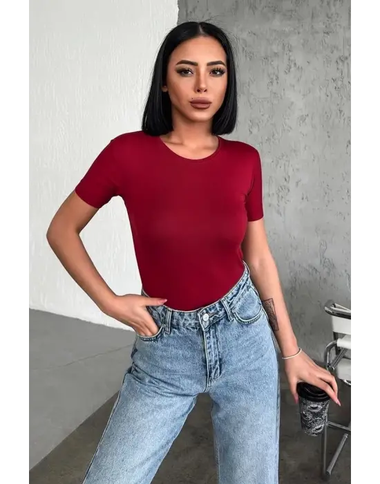 Omarı Rahat ve Şık Kısa Kollu Viskon Penye Body