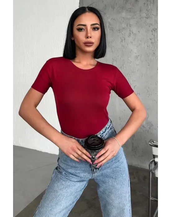 Omarı Rahat ve Şık Kısa Kollu Viskon Penye Body