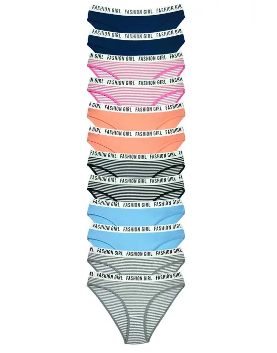 Omarı Yazılı Pamuk Kadın Külot Seti