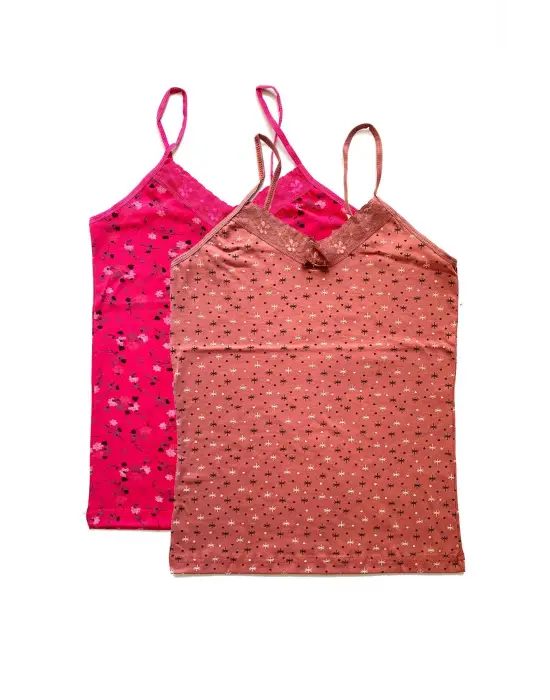 Omarı Yaz Renkleriyle Tarzınızı Tamamlayın - Kadın Desenli Dantelli Askılı Atlet