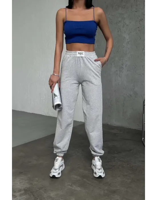 Omarı Gri Paçası Lastikli Eşofman Altı - Rahat ve Şık Sportif Kıyafet