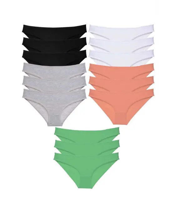 Omarı Çoklu Renk Likralı Kadın Slip Külot Seti