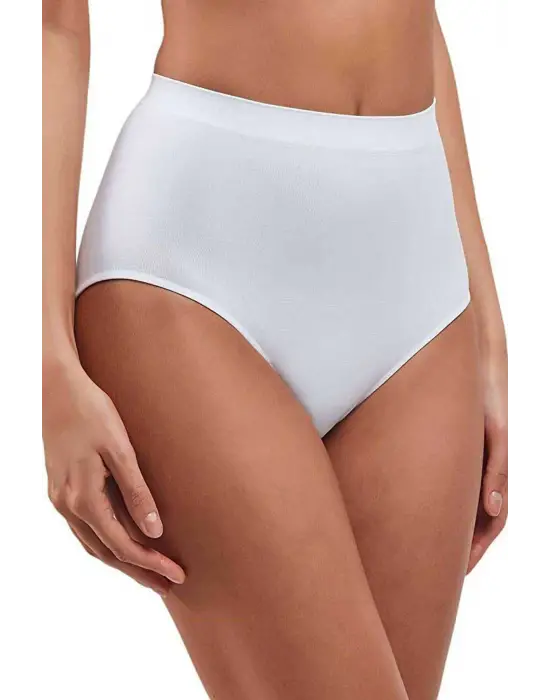 Omarı Yüksek Bel Dikişsiz İz Yapmayan Beyaz Slip Külot
