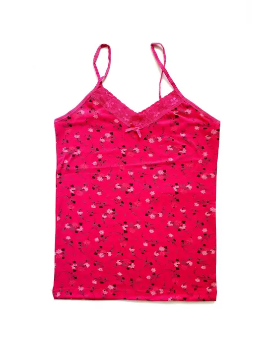 Omarı Yazın Serinliğini Hissedin: Desenli Dantelli Kadın Askılı Atlet