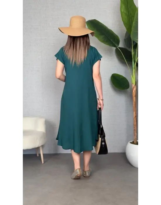 Omarı V Yaka Kadın Maxi Elbise