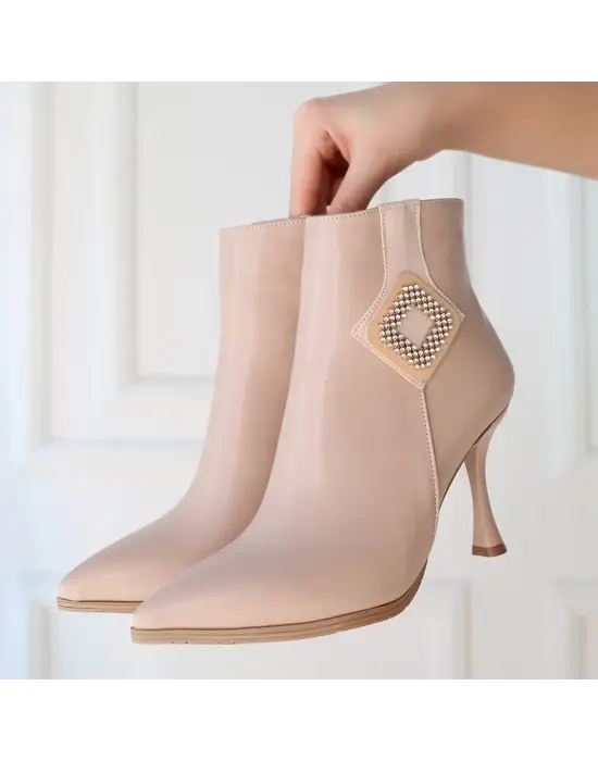 Omarı Elegan Nude Topuklu Bot