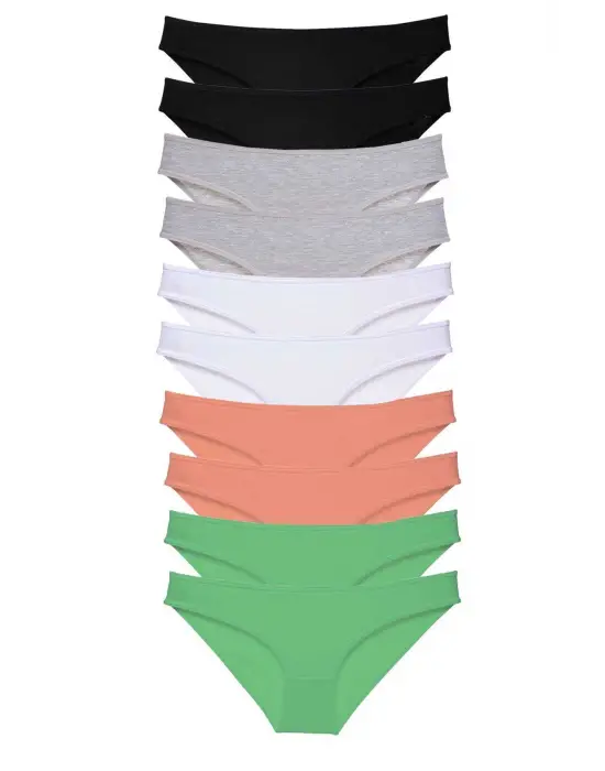 Omarı Çoklu Renk Seçenekleriyle Kadın Likralı Slip Külot Seti