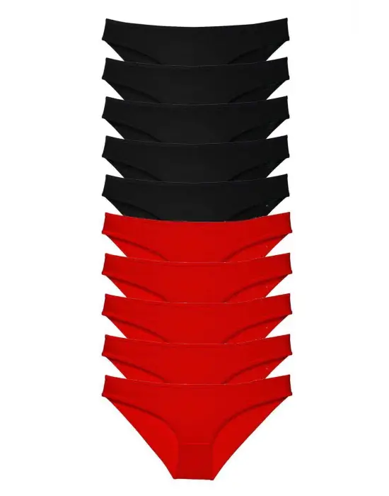 Omarı Süper Eko Set Likralı Kadın Slip Külot - Siyah Kırmızı Seçenekleriyle!