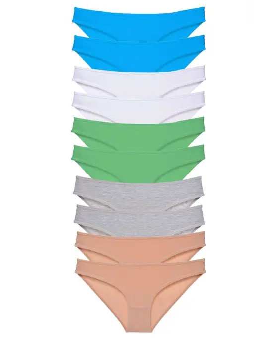 Omarı Süper Eko Set Likralı Kadın Slip - 10 Adet Çok Renkli