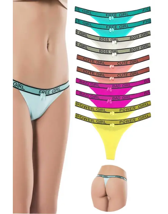 Omarı Yumuşak Pamuklu Kadın Tanga String Külot Seti