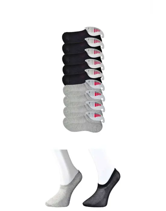 Omarı Invisible Black and Gray Womens Socks 9 Pairs