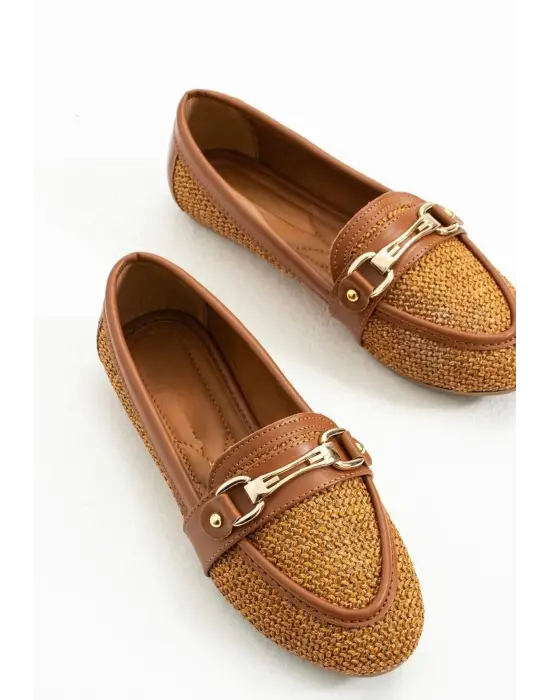 Omarı Su Geçirmez Taba Renkli Babet Ayakkabı