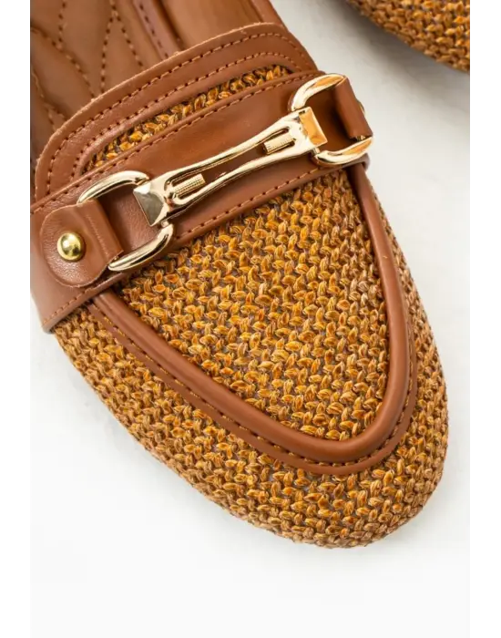 Omarı Su Geçirmez Taba Renkli Babet Ayakkabı