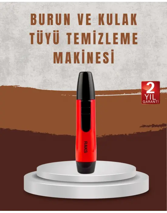 Raks Leo Burun Kulak Tüy Alma Makinesi 45 Dk Şarj Süreli Kırmızı