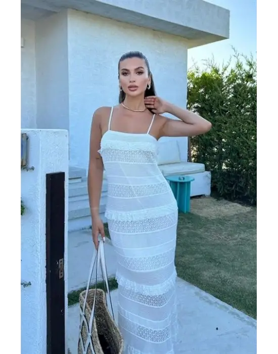 Omarı İnci Detaylı Zarif Elbise