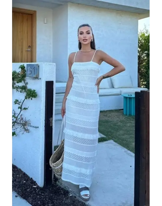 Omarı İnci Detaylı Zarif Elbise