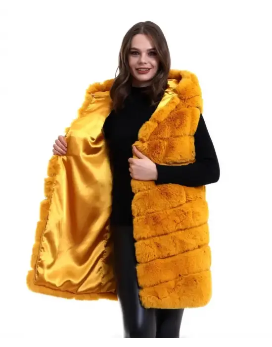 Reks Kapüşonlu Yelek - Sarı