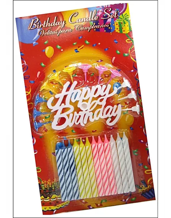 Rengarenk Mumlu Beyaz Happy Birthday Yazılı Doğum Günü Mumu 12 Adet