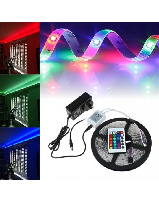 Omarı Dış ve İç Mekan için 5 Metre RGB Led Şerit Seti